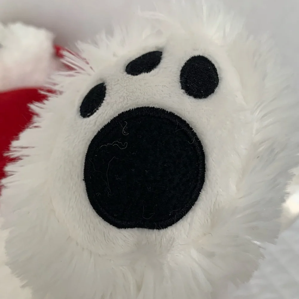 Belkie Bear Stuffed Animal 2009 Polar Furry Scarf Hat White Red Plush